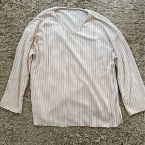 Cream Ribbed Long Sleeve Pajama Set